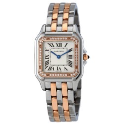 Panthere Medium Model Silver Dial Ladies Steel and 18kt Pink Gold Watch W3PN0007