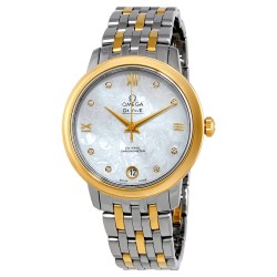 Pre-owned Omega De Ville Diamond White Mother of Pearl Dial Ladies Watch 424.20.33.20.55.002