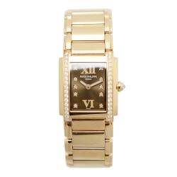 Pre-owned Patek Philippe Twenty~4 Diamond Brown Dial Ladies Watch 4908-11R-010