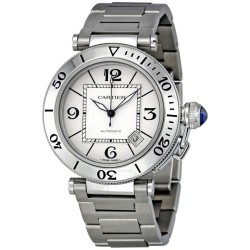 Pre-owned Cartier Pasha Seatimer Silver Dial Men's Watch W31080M7