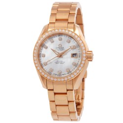 Seamaster Aqua Terra Automatic 18kt Rose Gold Diamond White Mother of Pearl Dial Ladies Watch 231.55.30.20.55.001