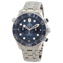 Pre-owned Omega Seamaster Diver Chronograph Automatic Chronometer Blue Dial Men's Watch 210.30.44.51.03.001
