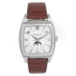 Pre-owned Patek Philippe Annual Calendar Grey/Silver Dial Men's Watch 5135G