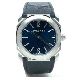 Pre-owned Bvlgari Octo Solotempo Blue Dial Men's Watch 102429