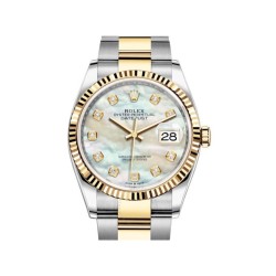 Datejust 36 Mother of Pearl Diamond Dial Men's Stainless Steel and 18kt Yellow Gold Oyster Watch 126233MDO