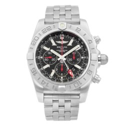 Pre-owned Breitling Chronomat Chronograph GMT Automatic Chronometer Black Dial Men's Watch AB041210/BB48-384A