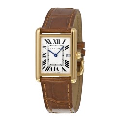 Pre-owned Cartier Tank Silver Grained Dial Men's Watch W1529756