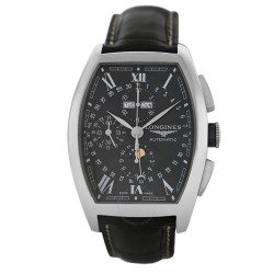 Pre-owned Longines Evidenza Chronograph GMT Automatic Moon Phase Day-Night Black Dial Ladies Watch L2.688.4.58.9