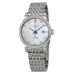 Pre-owned Longines Record Automatic Chronometer Diamond White Mother of Pearl Dial Ladies Watch L2.321.4.87.6