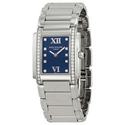 Pre-owned Patek Philippe Twenty~4 Diamond Blue Dial Ladies Watch 4910-10A-012
