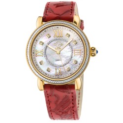 Marsala Diamond Mother of Pearl Dial Ladies Watch 9866