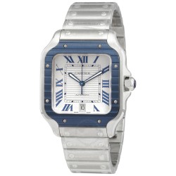 Pre-owned Cartier Santos De Cartier Silver-tone Dial Men's Watch WSSA0047