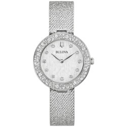 Crystal Quartz Silver Dial Ladies Watch 96L329