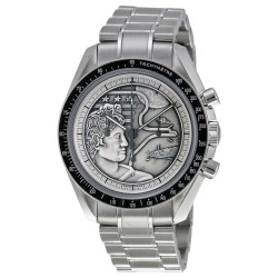 Pre-owned Omega Speedmaster Moonwatch Chronograph Tachymeter Silver Embossed with the Apollo XVII Dial Men's Watch 311.30.42.30.99.002