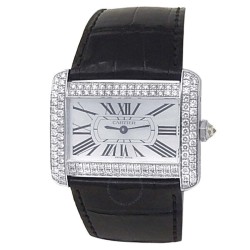 Pre-owned Cartier Tank Divan Quartz Diamond Silver Dial Men's Watch WA301356