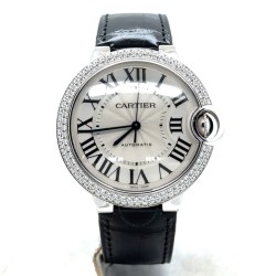 Pre-owned Cartier Ballon Bleu De Cartier Diamond Silver Flinque Dial Ladies Watch WE902067