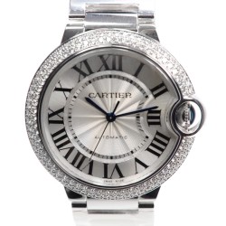 Pre-owned Cartier Ballon Bleu De Cartier Diamond Silver Opaline Dial Unisex Watch WE9006Z3