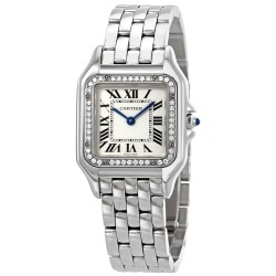 Pre-owned Cartier Panthere Diamond Silver Dial Ladies Watch W4PN0008
