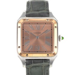 Pre-owned Cartier Santos Dumont Hand Wind Pink Dial Men's Watch W2SA0027