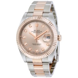 Datejust Sundust Diamond Dial Steel and 18 Everose Gold Men's Watch 126331SNDO