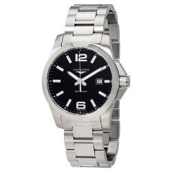 Conquest Black Dial Stainless Steel Men's 43mm Watch L37604566