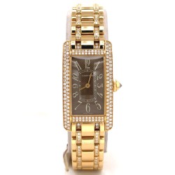 Pre-owned Cartier Tank Americaine Quartz Diamond Brown Dial Ladies Watch 2482