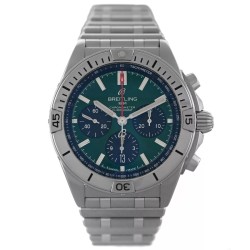 Pre-owned Breitling Chronomat B01 Chronograph Automatic Chronometer Green Dial Men's Watch AB0134