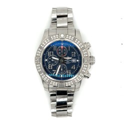 Pre-owned Breitling Super Avenger Ii Chronograph Automatic Chronometer Diamond Black Dial Men's Watch A1337153/BC28-168A