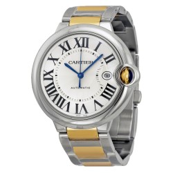 Pre-owned Cartier Ballon Bleu De Cartier Silver Dial Men's Watch W69009Z3