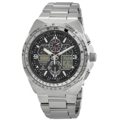 Promaster Skyhawk A-T Perpetual Chronograph GMT Analog-Digital Black Dial Men's Watch JY8120-58E