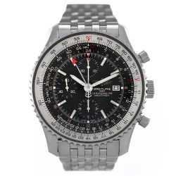 Pre-owned Breitling Navitimer Gmt Chronograph GMT Automatic Chronometer Black Dial Men's Watch A24322