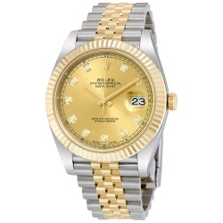 Datejust 41 Champagne Diamond Steel and 18K Yellow Gold Jubilee Men's Watch 126333CDJ