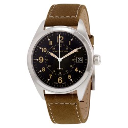 Khaki Black Dial Tan Suede Men's Watch H68551833