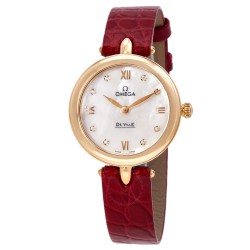 De Ville Prestige Dewdrop Mother of Pearl Diamond Dial 18K Gold Ladies Watch 424.53.27.60.55.001