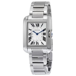 Pre-owned Cartier Tank Anglaise Silver Dial Ladies Watch W5310044