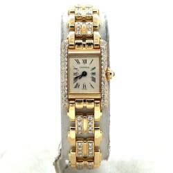 Pre-owned Cartier Tank Louis Quartz Diamond Ladies Watch 828003