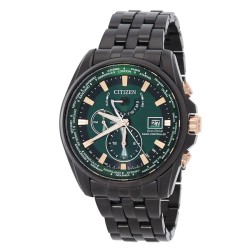 Perpetual Alarm World Time Eco-Drive GMT Green Dial Men's Watch AT9128-87X
