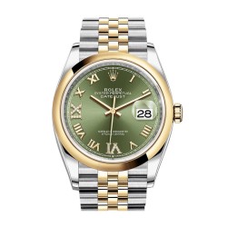 Datejust 36 Automatic Olive Green Dial Men's Steel and 18k Yellow Gold Jubilee Watch 126203GNRDJ