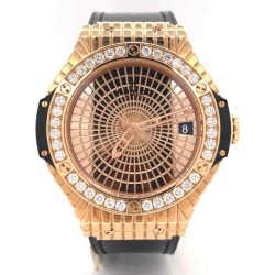 Pre-owned Hublot Big Bang Caviar Diamond Gold Dial Men's Watch 346.PX.0880.VR.1204