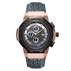 Men's 10 YR Anniversary Saxon 0.16 ctw Diamond & 18K Rose-gold Plated Watch JB-6101L-10C