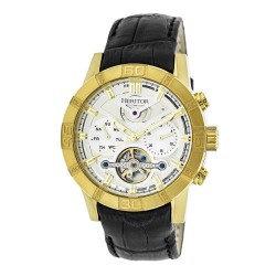 Hannibal Automatic Silver Dial Black Leather Men's Watch HR4103