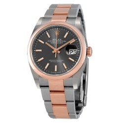 Datejust 36 Dark Rhodium Dial Men's Steel and 18k Everose Gold Oyster Watch 126201DRSO