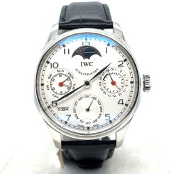 Pre-owned IWC Portuguese Perpetual Calendar Silver Dial Men's Watch IW502308