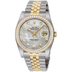 Datejust 36 Mother of Pearl Dial Stainless Steel and 18K Yellow Gold Jubilee Bracelet Automatic Ladies Watch
