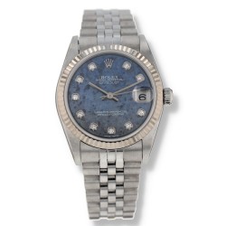 Pre-owned Rolex Datejust Automatic Chronometer Diamond Blue Sodalite Dial Ladies Watch 78274