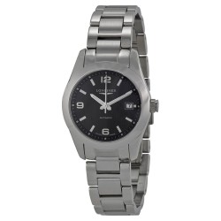Conquest Classic Black Dial Stainless Steel Ladies Watch L22854566