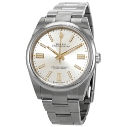 Pre-owned Rolex Oyster Perpetual Silver Dial Men's Watch M124300-0001