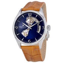 Jazzmaster Open Heart Automatic Men's Leather Watch H32705541