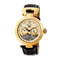 Ganzi Automatic Multi-Function Brushed Dial Black Leather Men's Watch HR3303