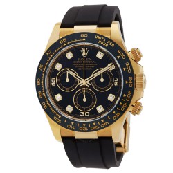 Pre-owned Rolex Cosmograph Daytona Chronograph Automatic Diamond Black Dial Watch 116518BKDR